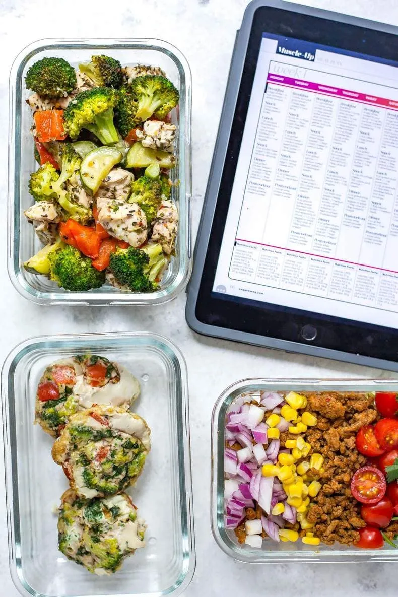 Dual-portion meal prep setup for two people